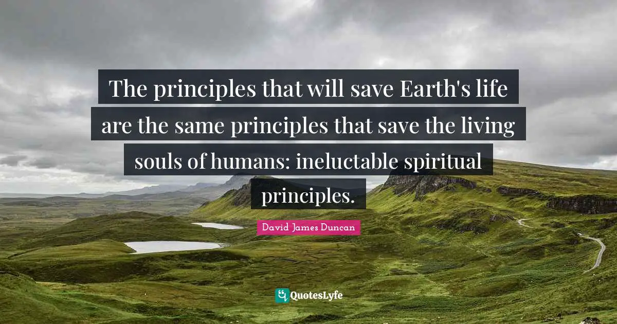 The principles that will save Earth's life are the same principles that save the living souls of humans: ineluctable spiritual principles.