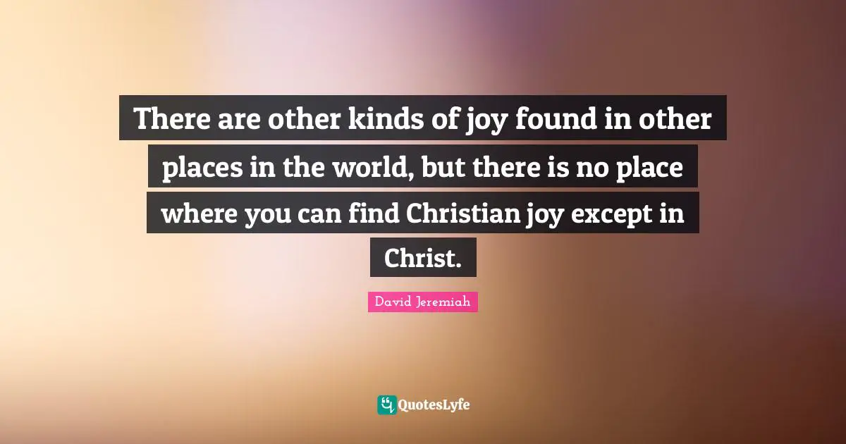 Places In The World Quotes: "There are other kinds of joy found in other places in the world, but there is no place where you can find Christian joy except in Christ."