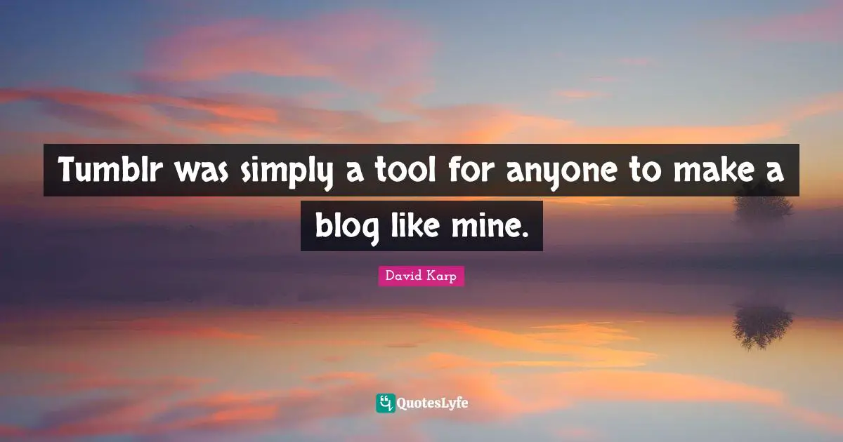 Tumblr was simply a tool for anyone to make a blog like mine.