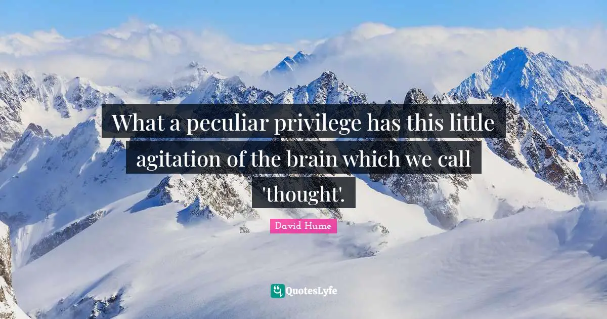 Agitation Quotes: "What a peculiar privilege has this little agitation of the brain which we call 'thought'."