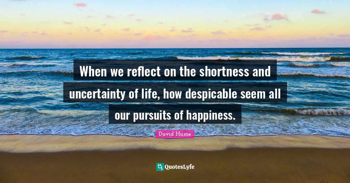 Despicable Quotes: "When we reflect on the shortness and uncertainty of life, how despicable seem all our pursuits of happiness."