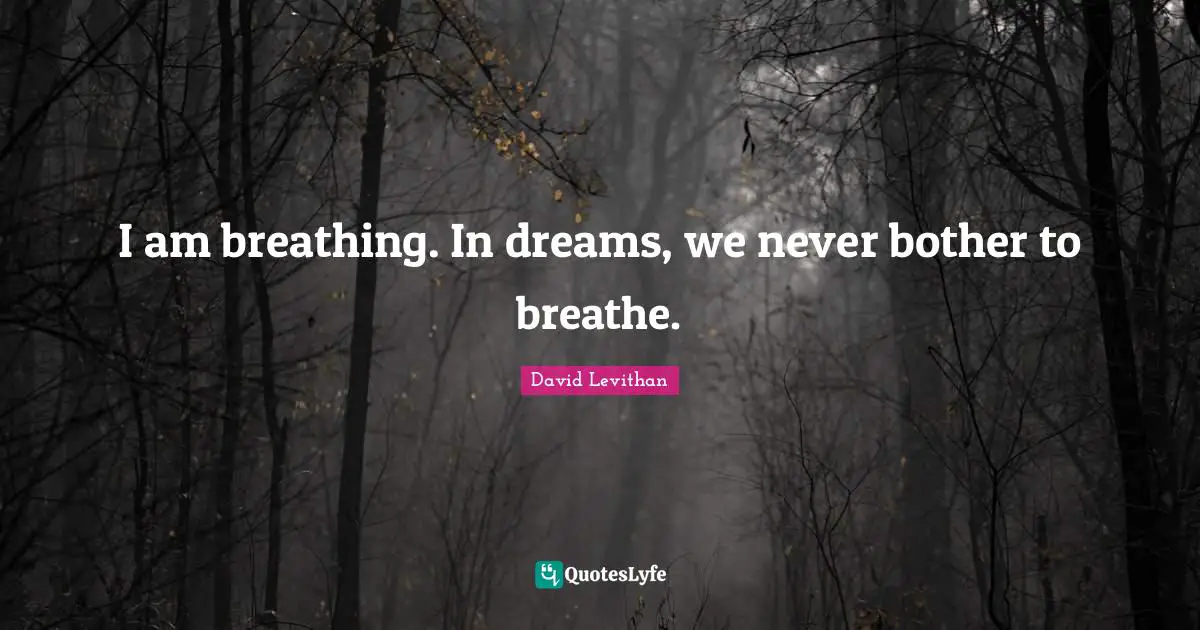 I am breathing. In dreams, we never bother to breathe.