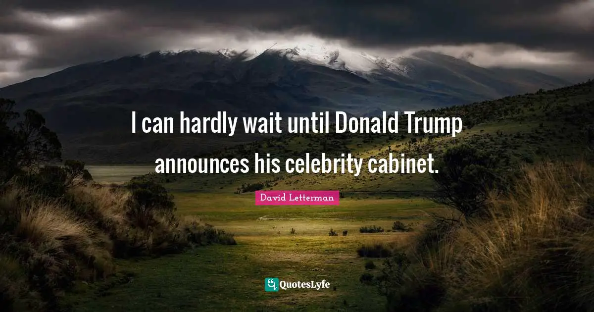I can hardly wait until Donald Trump announces his celebrity cabinet.