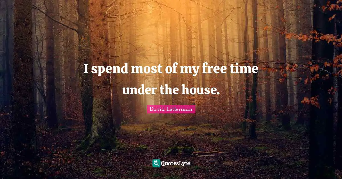 Free Time Quotes: "I spend most of my free time under the house."