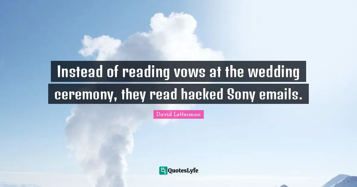 Instead of reading vows at the wedding ceremony, they read hacked Sony emails.