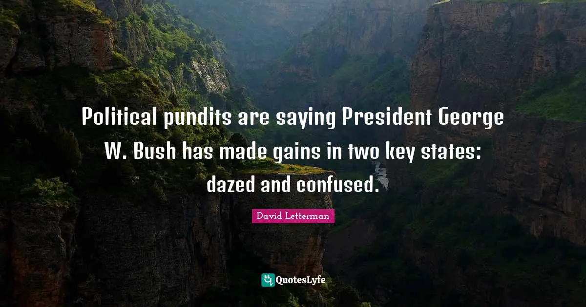 Political pundits are saying President George W. Bush has made gains in two key states: dazed and confused.