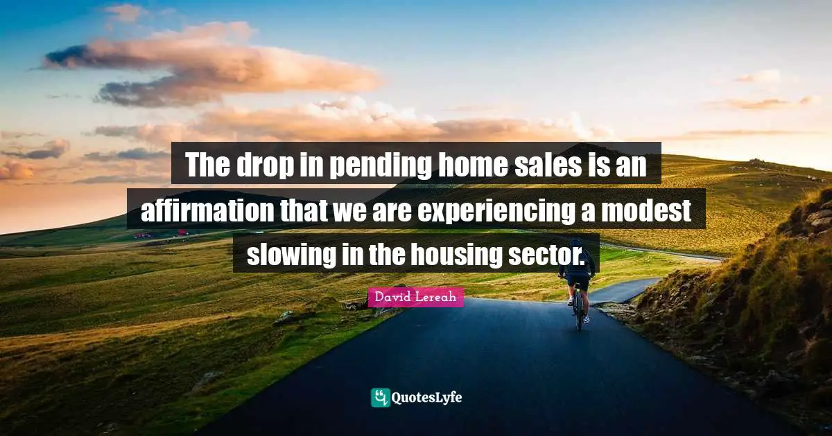 Slowing Quotes: "The drop in pending home sales is an affirmation that we are experiencing a modest slowing in the housing sector."