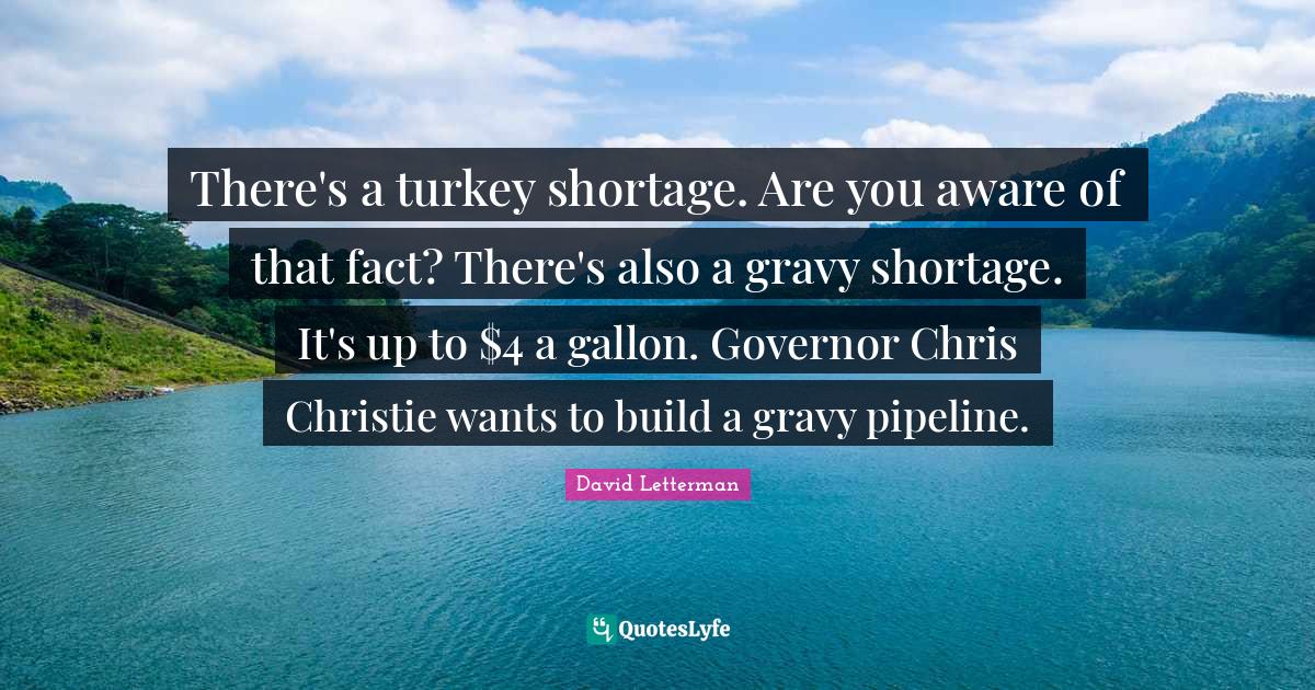 There's a turkey shortage. Are you aware of that fact? There's also a Quote by David