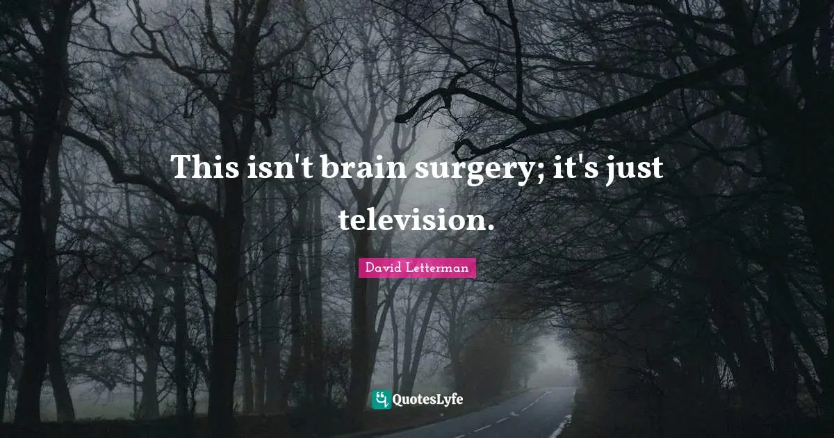 This isn't brain surgery; it's just television.