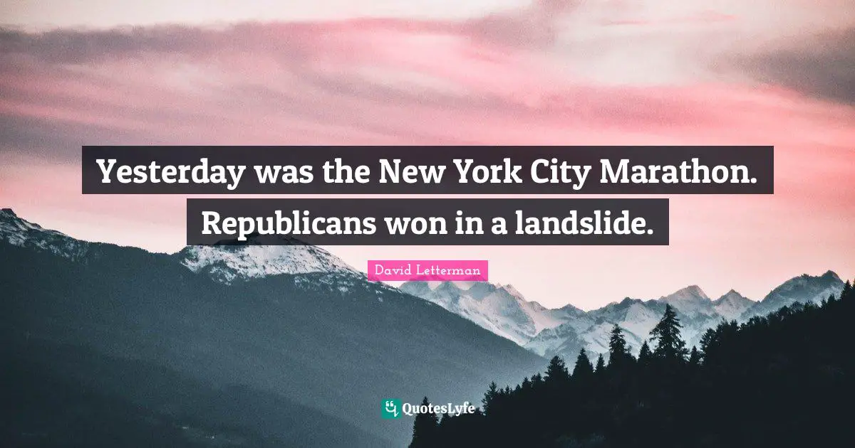 Yesterday was the New York City Marathon. Republicans won in a landslide.