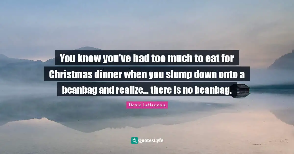 You know you've had too much to eat for Christmas dinner when you slump down onto a beanbag and realize... there is no beanbag.