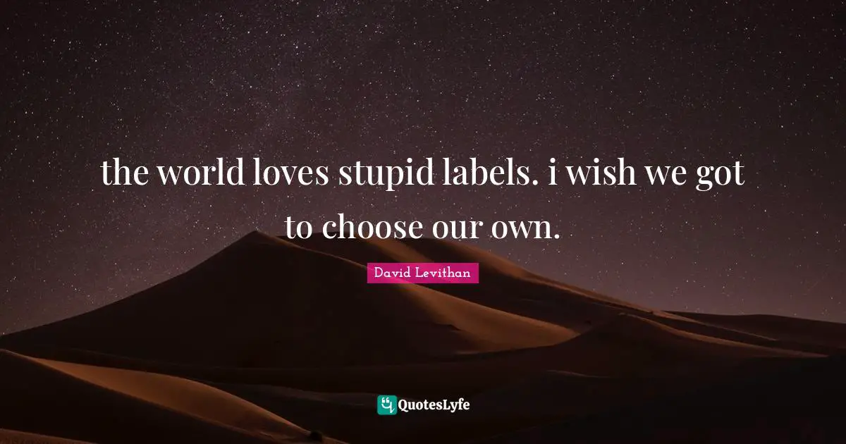 the world loves stupid labels. i wish we got to choose our own.