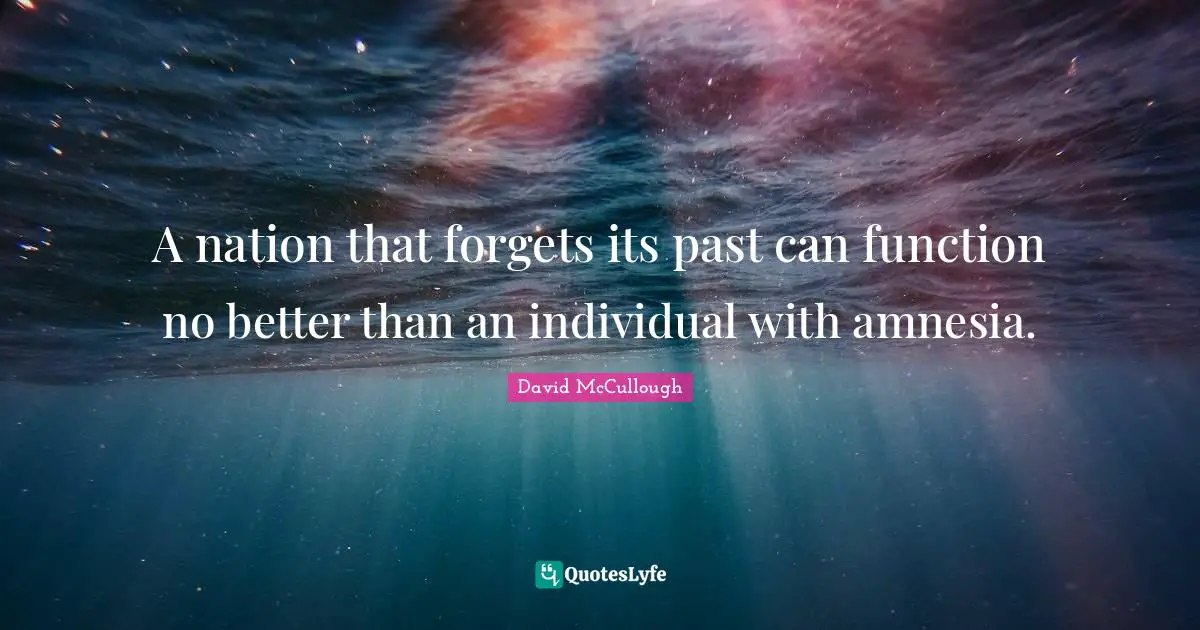 David McCullough Quotes: "A nation that forgets its past can function no better than an individual with amnesia."