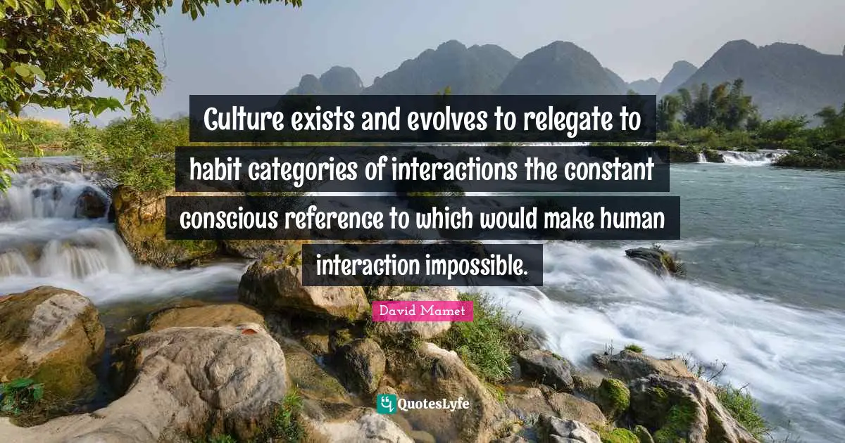 Culture exists and evolves to relegate to habit categories of interactions the constant conscious reference to which would make human interaction impossible.