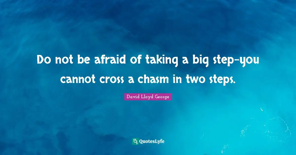 Do not be afraid of taking a big step-you cannot cross a chasm in two steps.