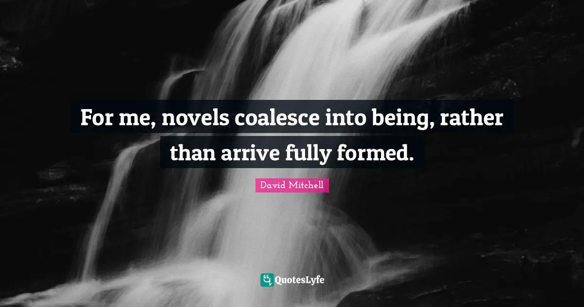 For me, novels coalesce into being, rather than arrive fully formed.