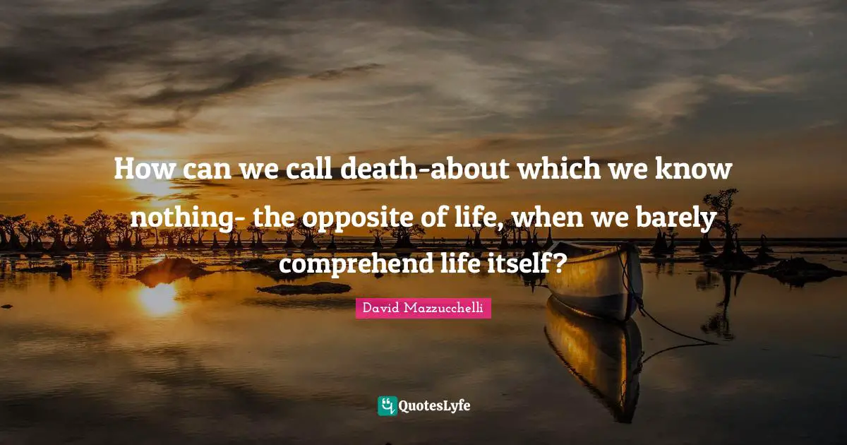 How can we call death-about which we know nothing- the opposite of life, when we barely comprehend life itself?