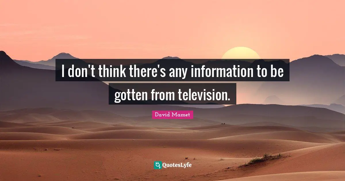 I don't think there's any information to be gotten from television.