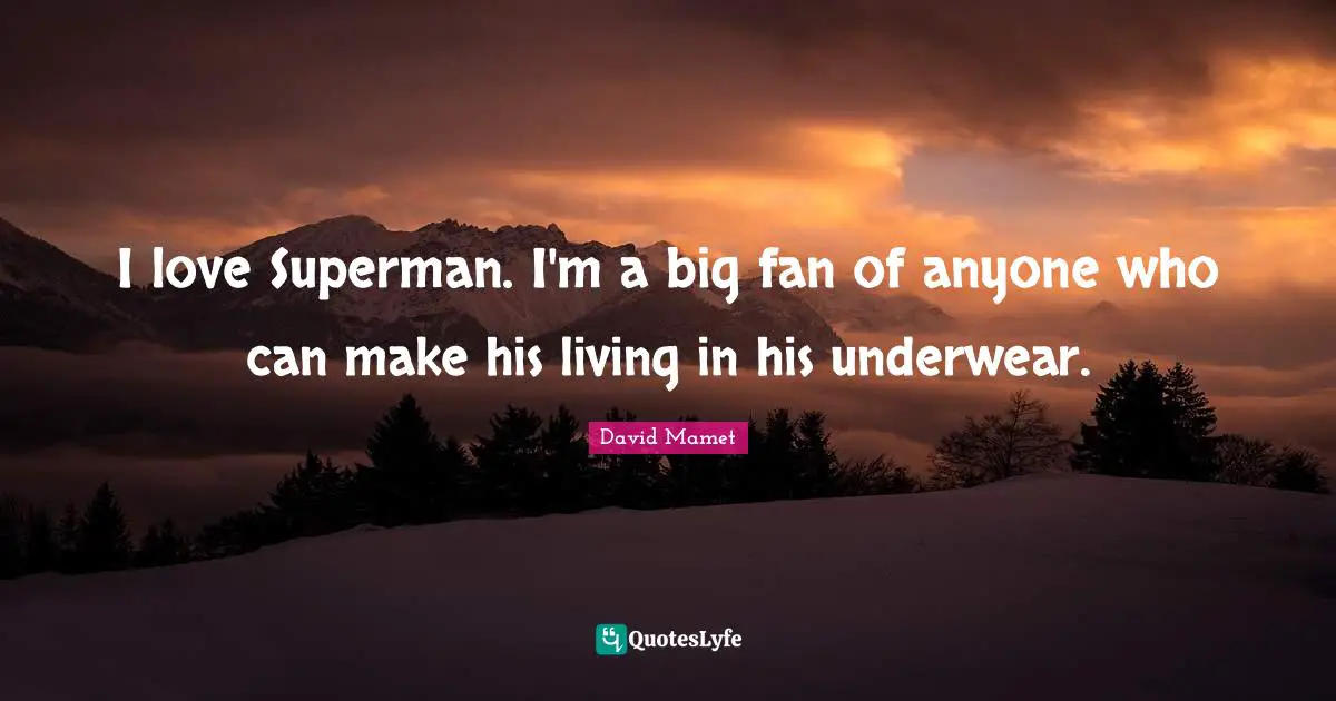 I love Superman. I'm a big fan of anyone who can make his living in his underwear.