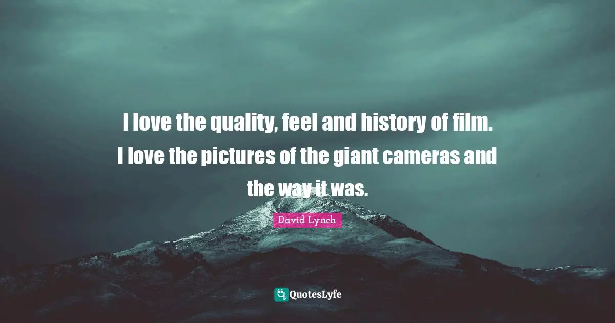 I love the quality, feel and history of film. I love the pictures of the giant cameras and the way it was.