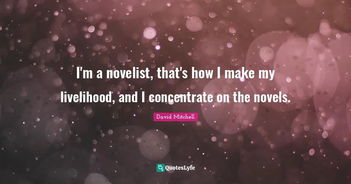I'm a novelist, that's how I make my livelihood, and I concentrate on the novels.