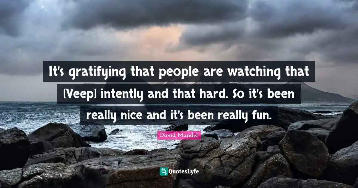 It's gratifying that people are watching that [Veep] intently and that hard. So it's been really nice and it's been really fun.