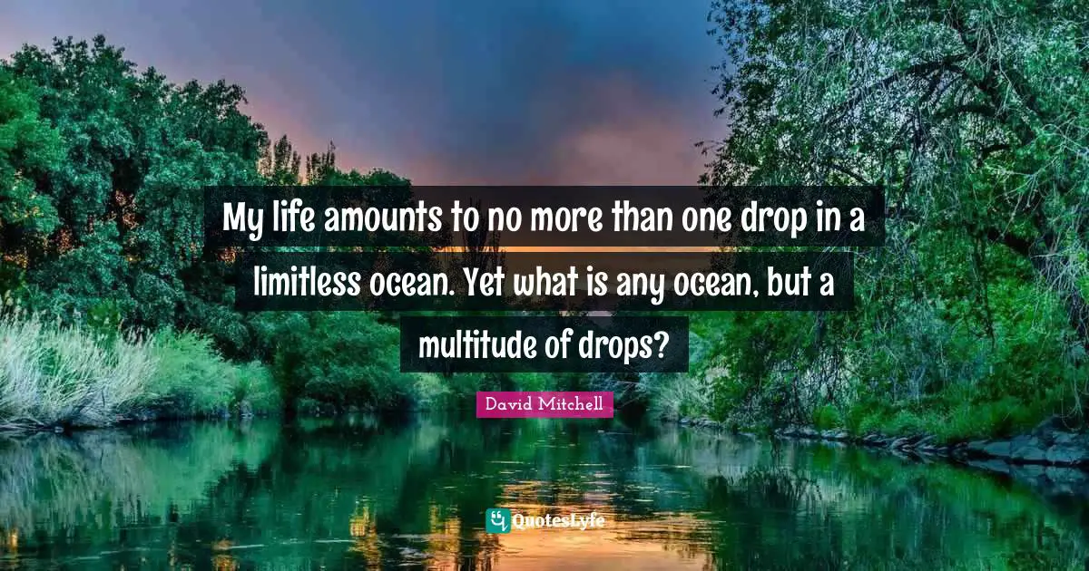 David Mitchell Quotes: "My life amounts to no more than one drop in a limitless ocean. Yet what is any ocean, but a multitude of drops?"