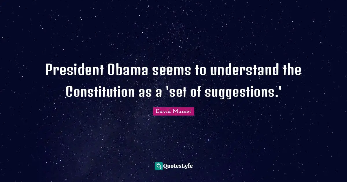 President Obama seems to understand the Constitution as a 'set of suggestions.'