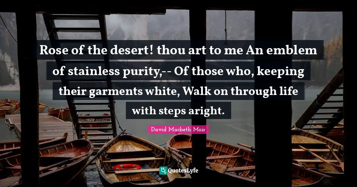 Rose of the desert! thou art to me An emblem of stainless purity,-- Of those who, keeping their garments white, Walk on through life with steps aright.