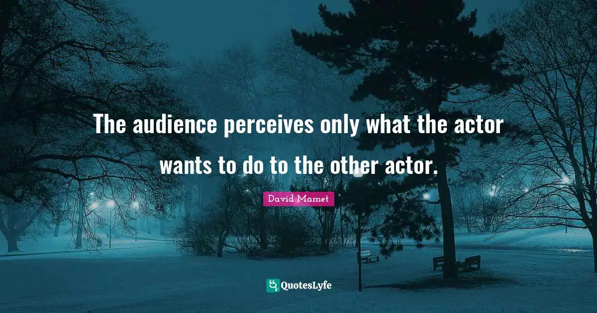 The audience perceives only what the actor wants to do to the other actor.