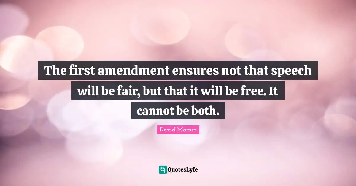 The first amendment ensures not that speech will be fair, but that it will be free. It cannot be both.