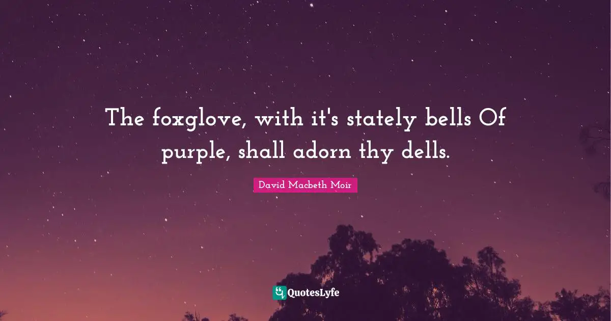The foxglove, with it's stately bells Of purple, shall adorn thy dells.