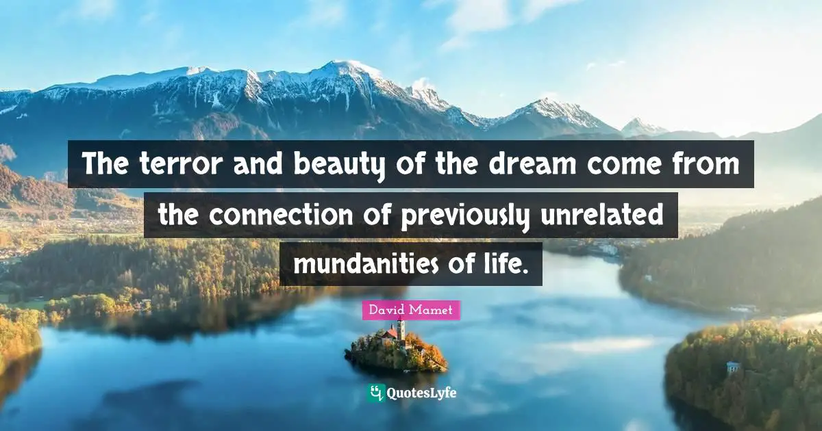 The terror and beauty of the dream come from the connection of previously unrelated mundanities of life.