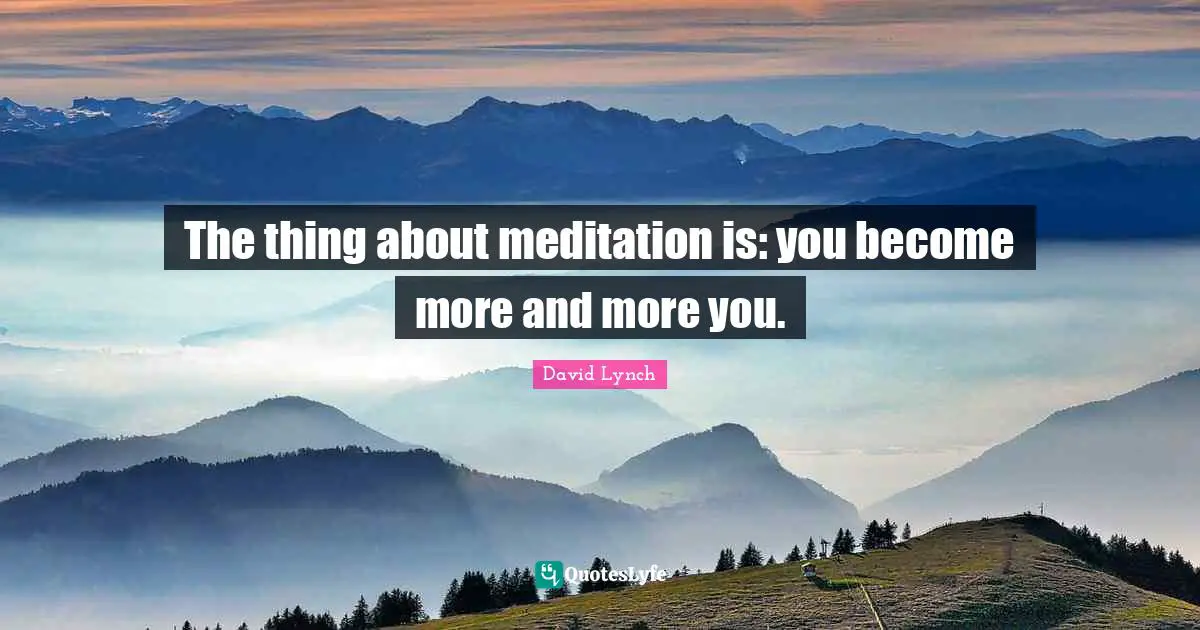The thing about meditation is: you become more and more you.