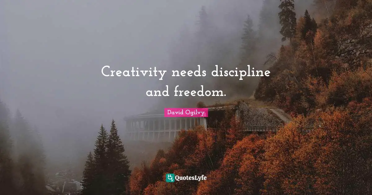 Creativity needs discipline and freedom.