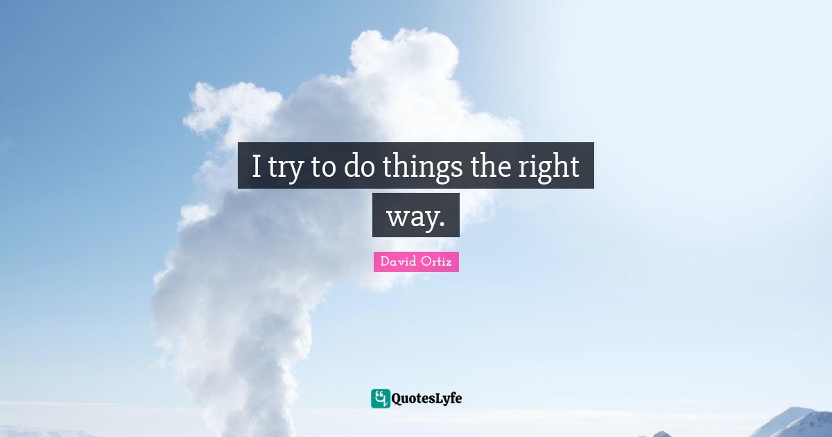 I try to do things the right way.