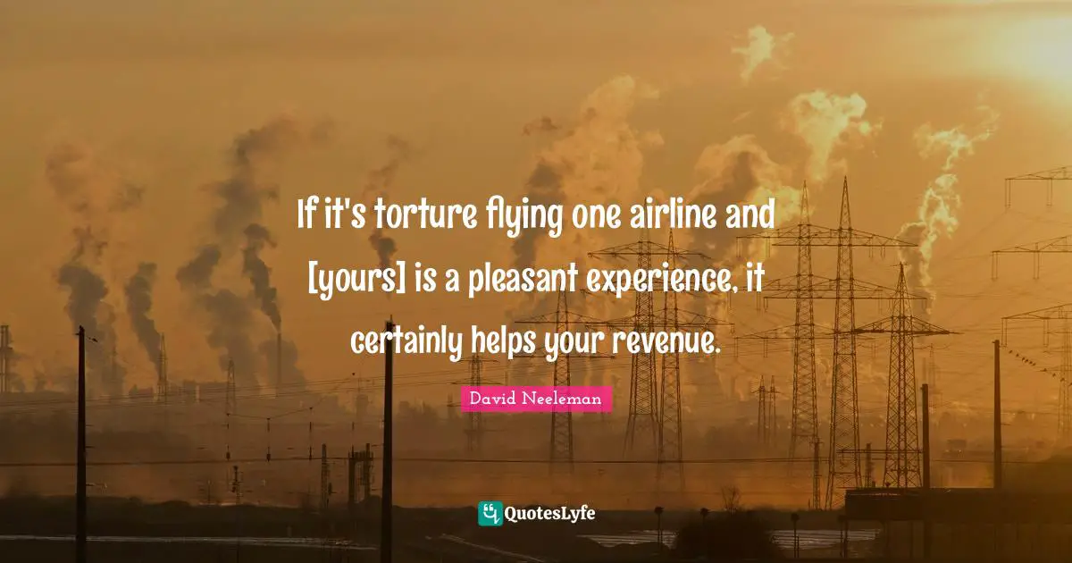David Neeleman Quotes: "If it's torture flying one airline and [yours] is a pleasant experience, it certainly helps your revenue."