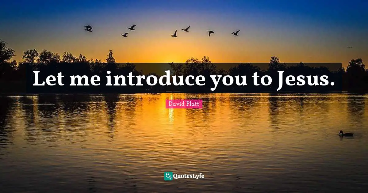 Let me introduce you to Jesus.