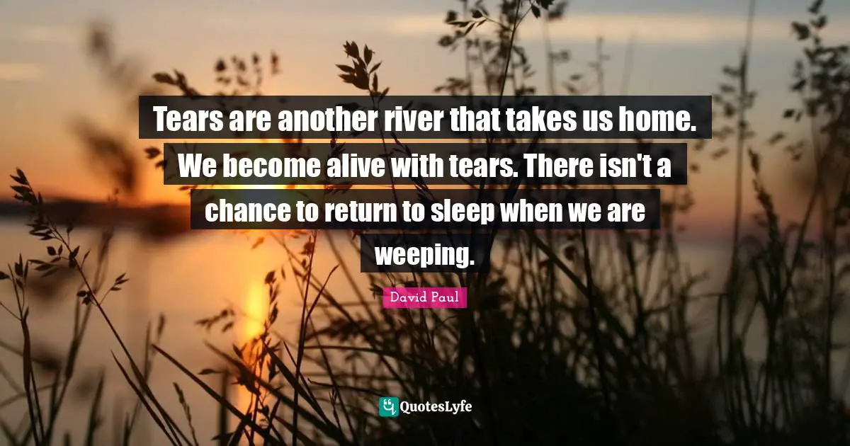 Tears are another river that takes us home. We become alive with tears. There isn't a chance to return to sleep when we are weeping.