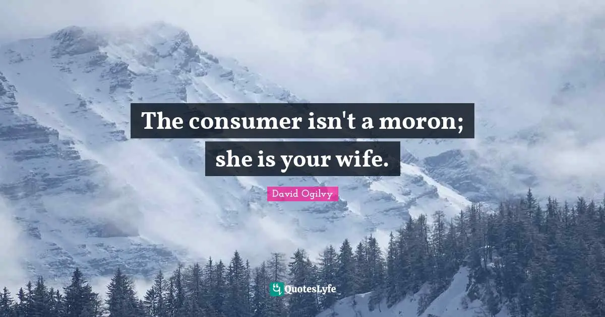 Wife Quotes: "The consumer isn't a moron; she is your wife."