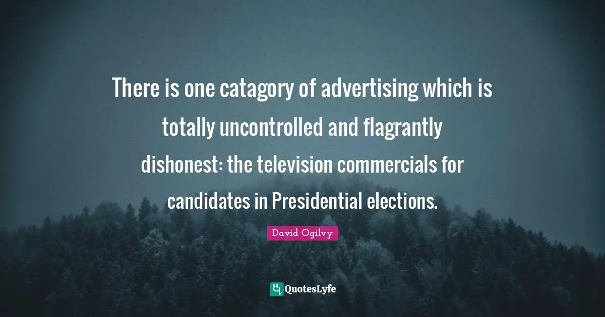There is one catagory of advertising which is totally uncontrolled and flagrantly dishonest: the television commercials for candidates in Presidential elections.