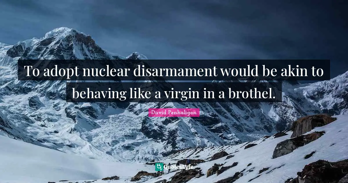 To adopt nuclear disarmament would be akin to behaving like a virgin in a brothel.