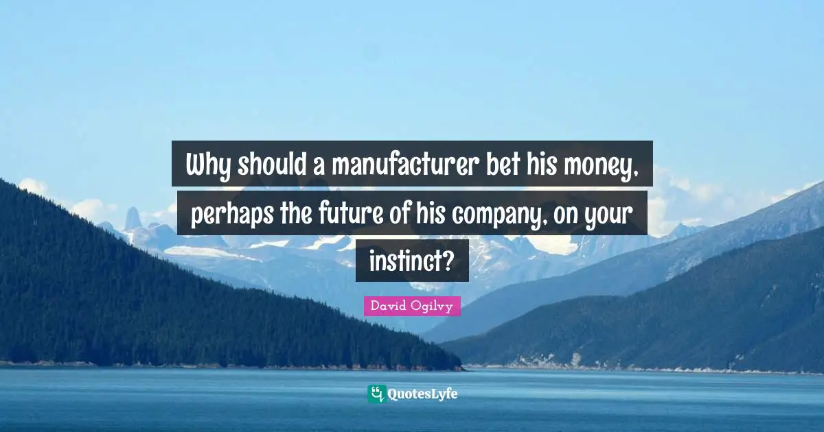 Why should a manufacturer bet his money, perhaps the future of his company, on your instinct?