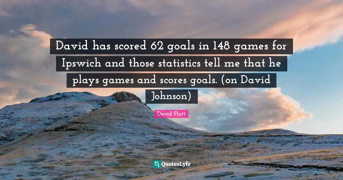 David has scored 62 goals in 148 games for Ipswich and those statistics tell me that he plays games and scores goals. (on David Johnson)