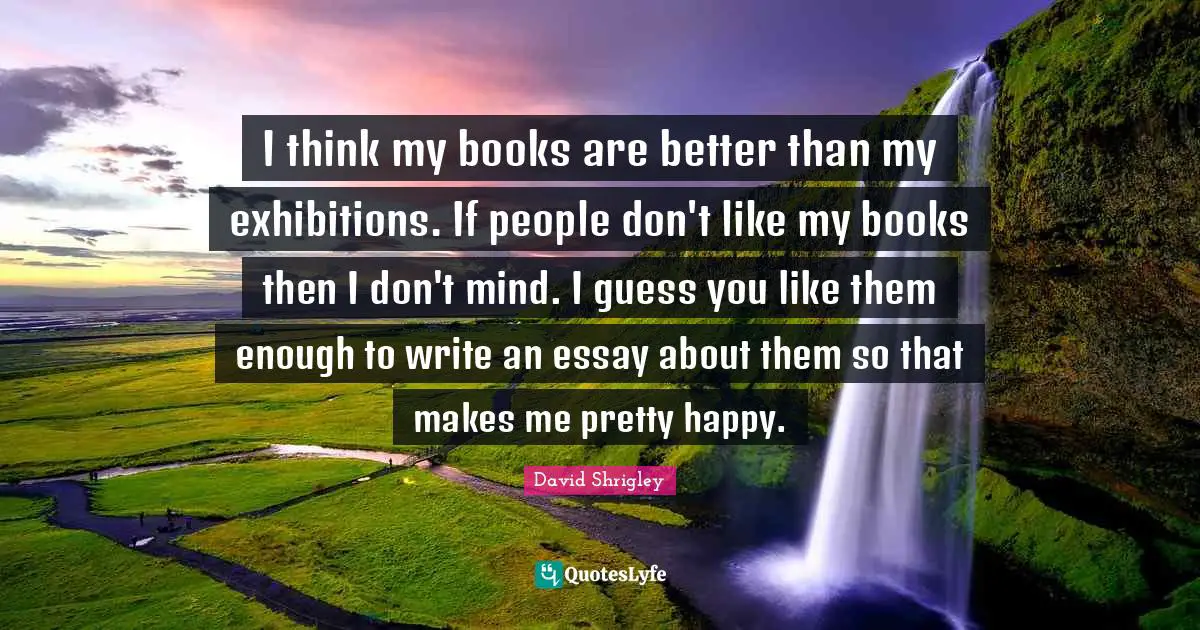 I think my books are better than my exhibitions. If people don't like my books then I don't mind. I guess you like them enough to write an essay about them so that makes me pretty happy.