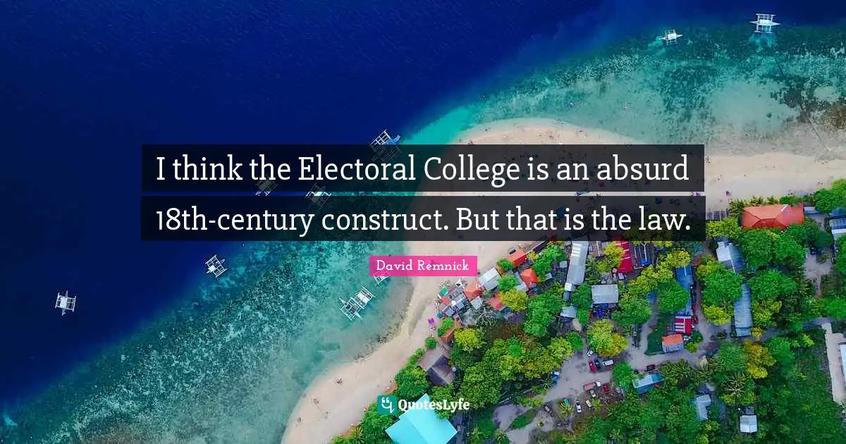 I think the Electoral College is an absurd 18th-century construct. But that is the law.