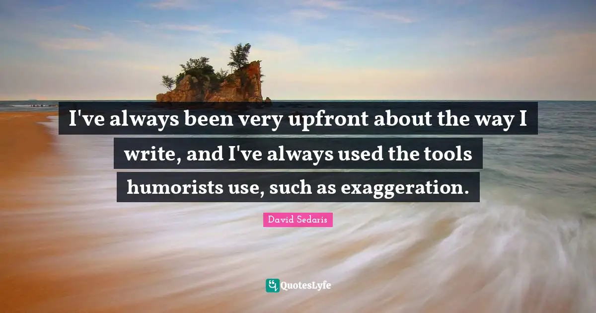 I've always been very upfront about the way I write, and I've always used the tools humorists use, such as exaggeration.