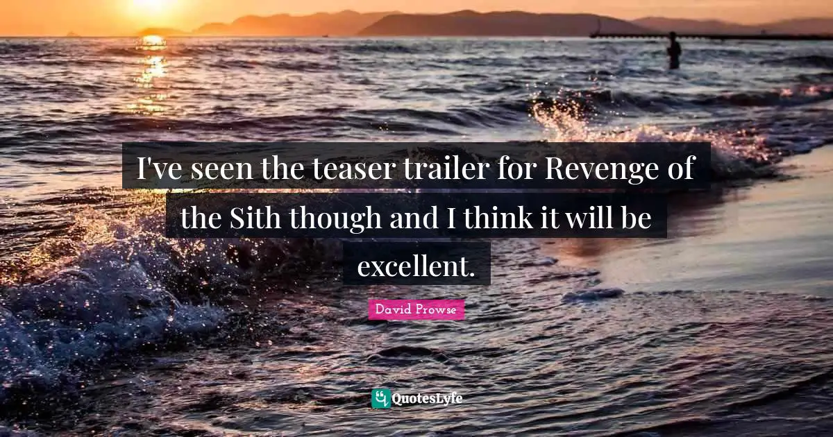 I've seen the teaser trailer for Revenge of the Sith though and I think it will be excellent.