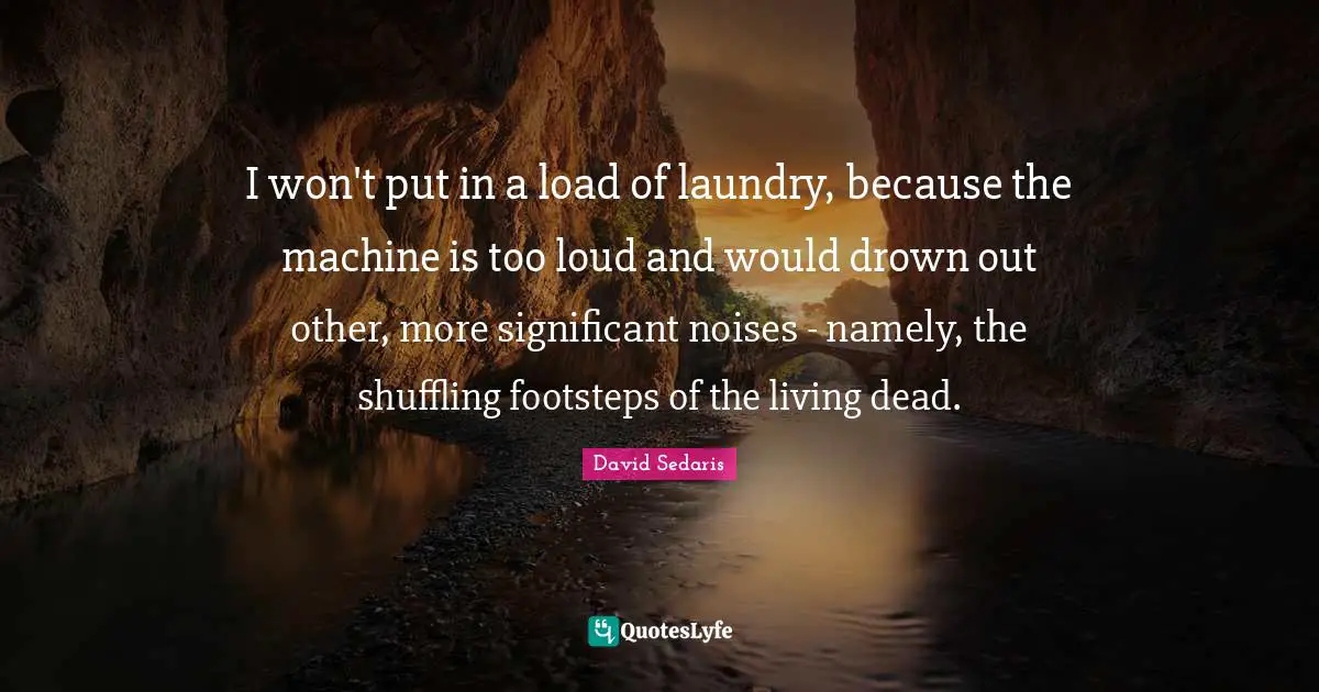 David Sedaris Quotes: "I won't put in a load of laundry, because the machine is too loud and would drown out other, more significant noises - namely, the shuffling footsteps of the living dead."