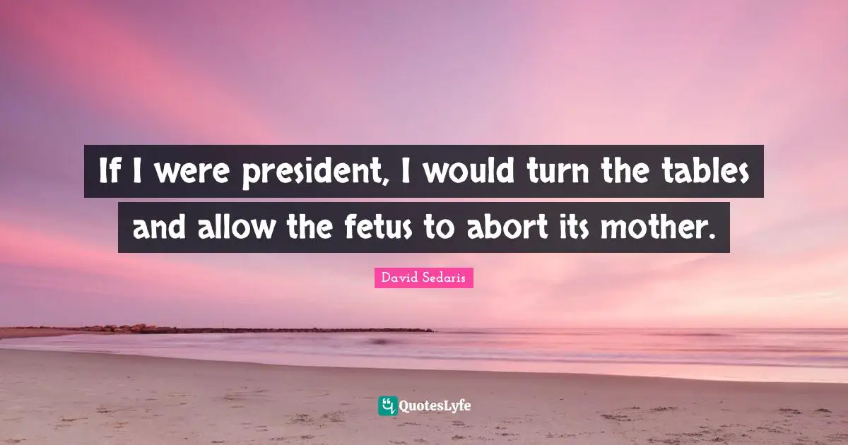 If I were president, I would turn the tables and allow the fetus to abort its mother.